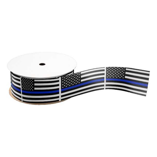 Police Style American Flag Grosgrain Ribbon (Spool)