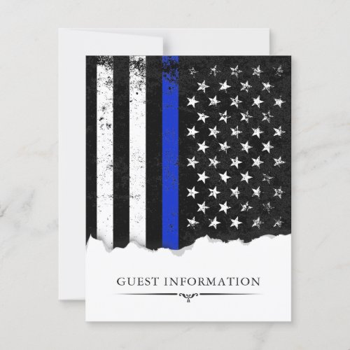 Police Style American Flag PartyEvent Guest Info RSVP Card