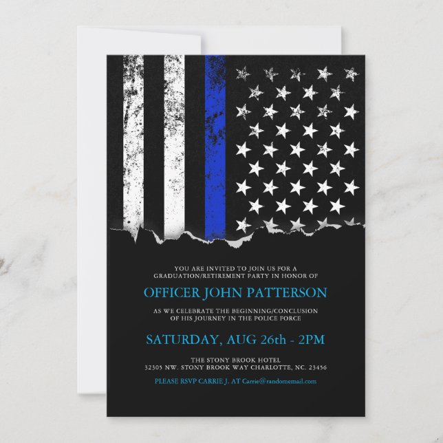 Police Style American Flag Party|Event Invitation (Front)