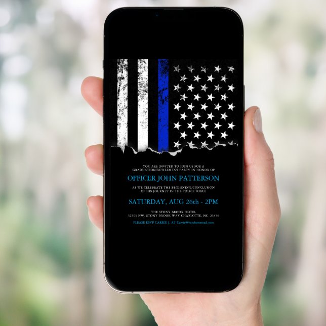 Police Style American Flag Party|Event Invitation (Front Digital)