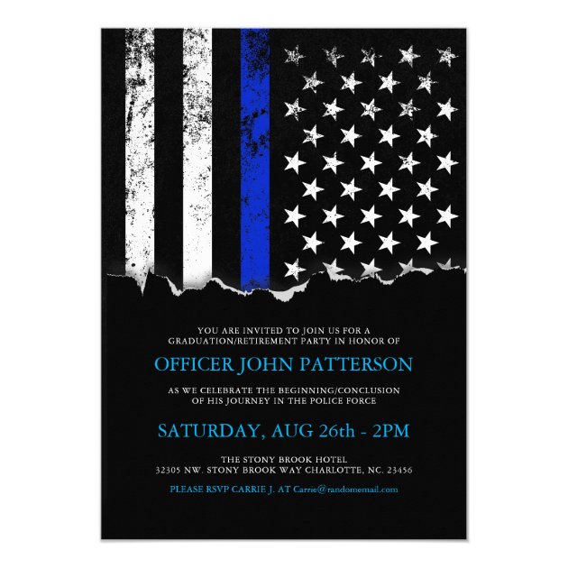 Police Style American Flag Party|Event Invitation