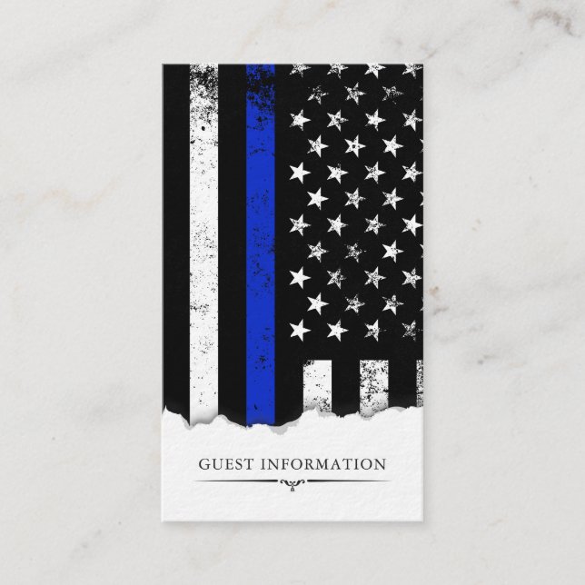 Police Style American Flag Party|Event Mini Info Enclosure Card (Front)