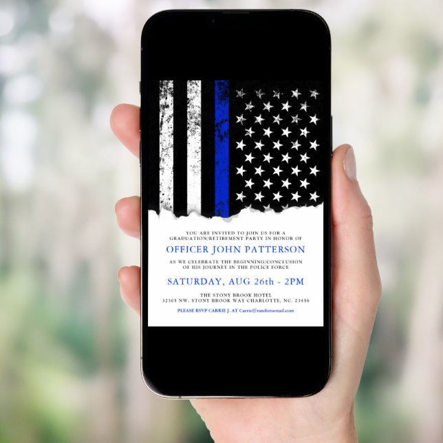 Police Style American Flag Party|Event WHT invite (Front Digital)