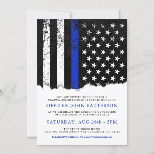 Police Style American Flag PartyEvent WHT invite