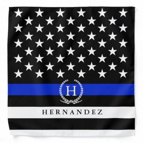 Police Styled American Flag Custom Monogram Bandana