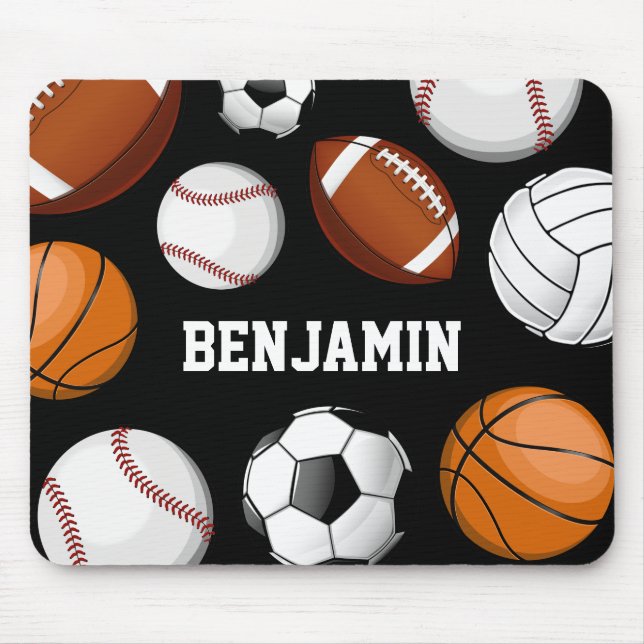 Police Styled American Flag Custom Name Black Mouse Pad (Front)