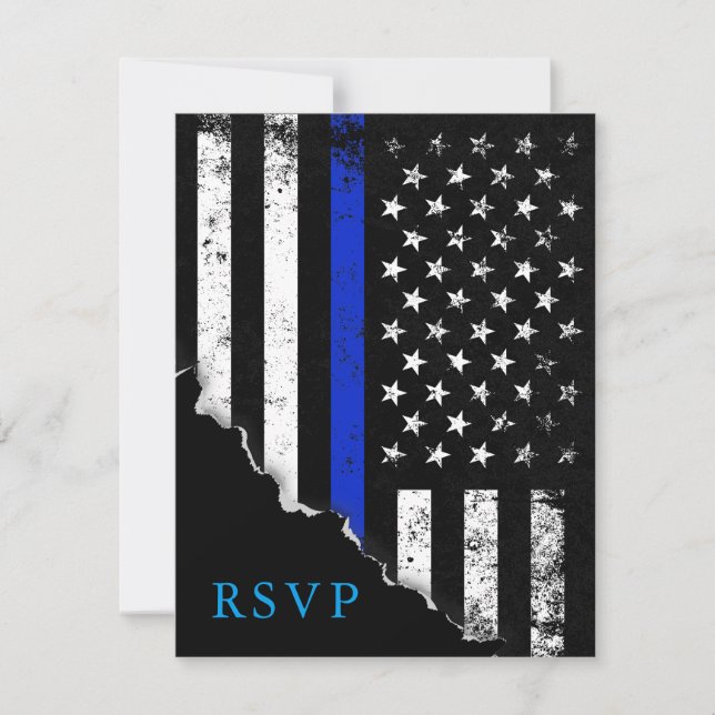Police Styled American Flag RSVP Reply Card (Front)