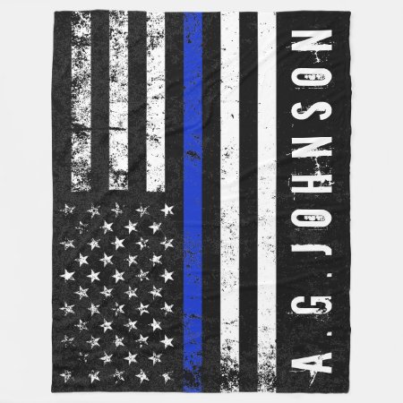 Police Styled Distressed American Flag Full Custom Fleece Blanket