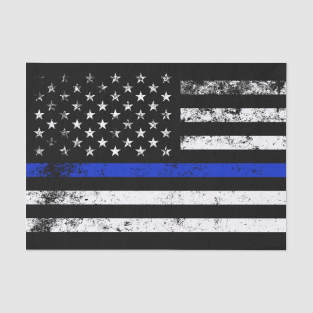 Police Styled Distressed American Flag Tissue Paper (Front)