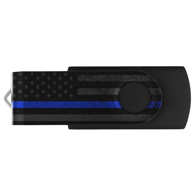 Police Styled Distressed American Flag USB Flash Drive (Back)