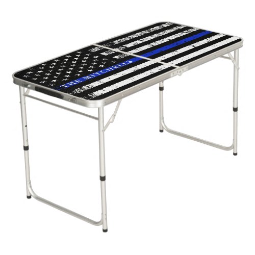 Police Styled Distressed USA Flag Customized Beer Pong Table