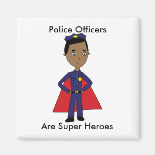 Police Super Hero African American Personalize Magnet