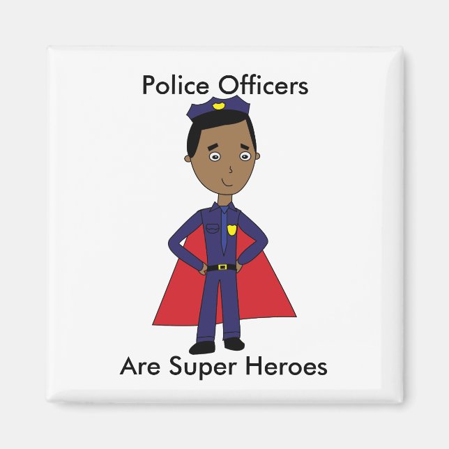 Police Super Hero  African American Personalize Magnet (Front)