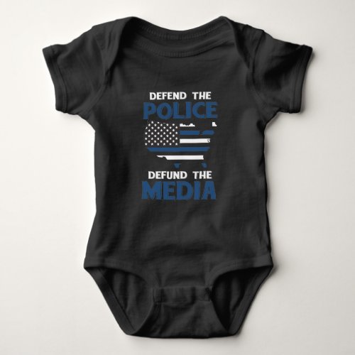Police Support American Flag USA Blue Line Baby Bodysuit