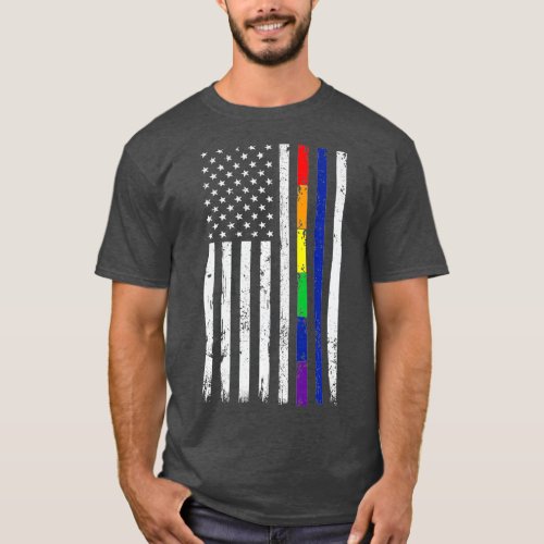 Police Support LGBT Gay Pride Thin Blue Line T_Shirt
