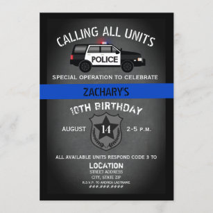 Police Birthday Invitations Zazzle