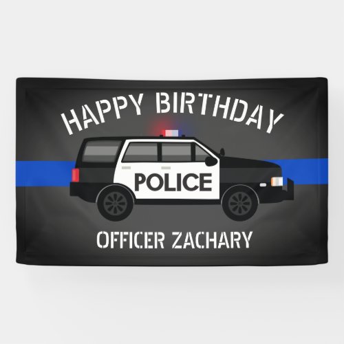 Police SUV Thin Blue Line Birthday Banner