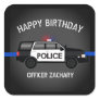 Police SUV Thin Blue Line Birthday Square Sticker
