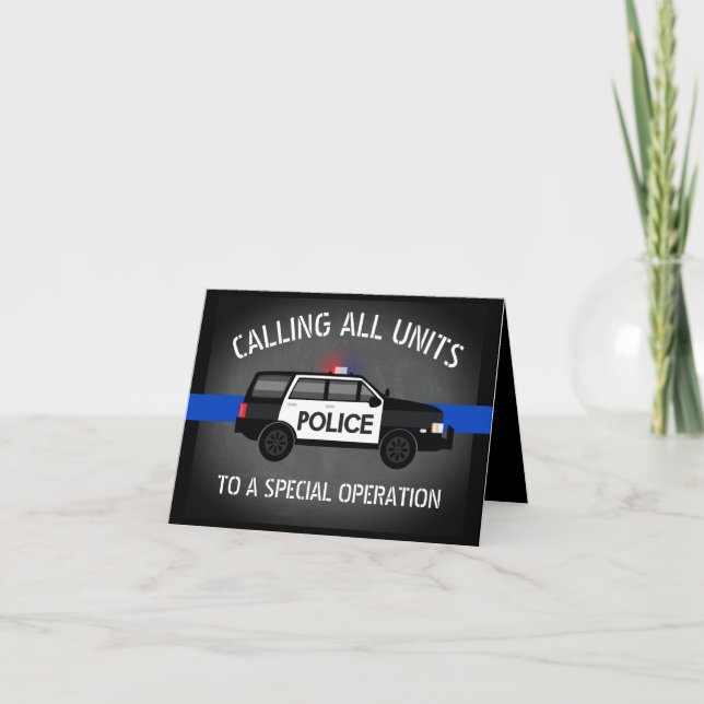 Police SUV Thin Blue Line Special Op Birthday Invitation (Front)