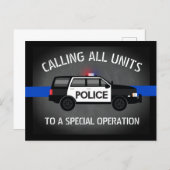 Police SUV Thin Blue Line Special Op Birthday Invitation Postcard (Front/Back)