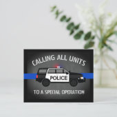 Police SUV Thin Blue Line Special Op Birthday Invitation Postcard (Standing Front)