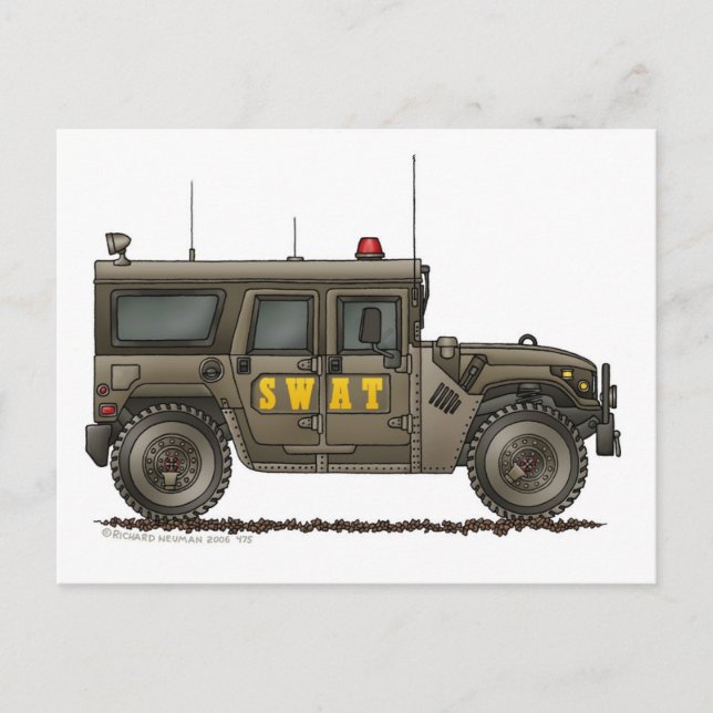 Police SWAT Team Hummer Law Enforcement Postcard (Front)