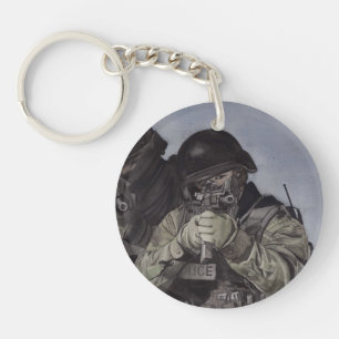 Police SWAT Team Keychain Custom Text Acrylic