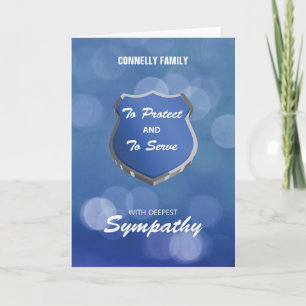 Police Sympathy Emblem on Blue Bokeh Card