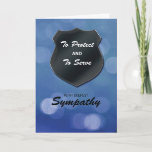 Police Sympathy Emblem on Blue Bokeh Card