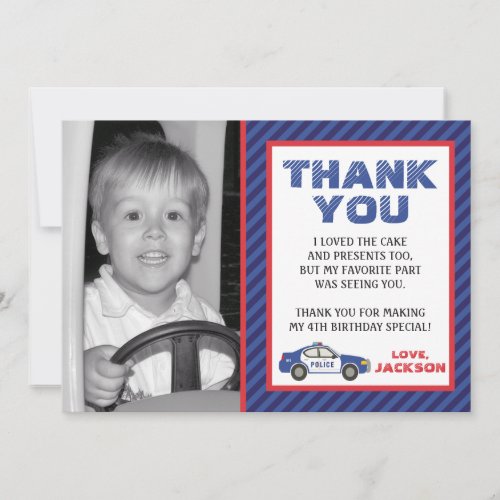 Police Thank You Card _ Police Birthday Party
