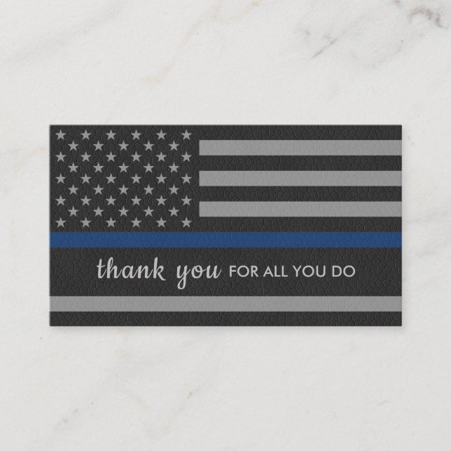 Police Thank You Personalized Thin Blue Line Business Card (Front)