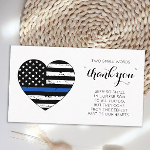Police Thank You Thin Blue Line Flag Heart Business Card