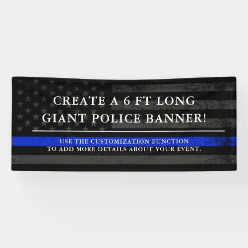 Police Themed American Flag Dark Backdrop 6ft Banner