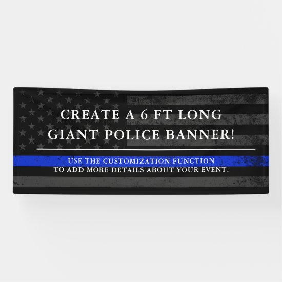Police Themed American Flag Dark Backdrop 6ft Banner
