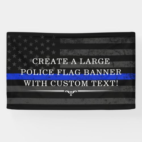 Police Themed American Flag Dark Backdrop Banner