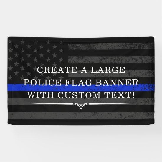 Police Themed American Flag Dark Backdrop Banner