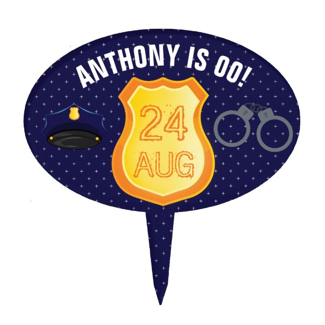 Police themed Birthday Party Guest Favor Cake Topper (Front)