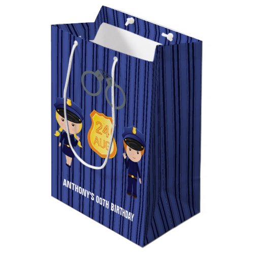 Police themed Birthday Party Guest Thank You Medium Gift Bag