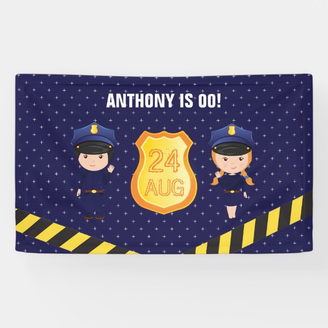 Police themed Birthday Party personalized Banner (Horizontal)