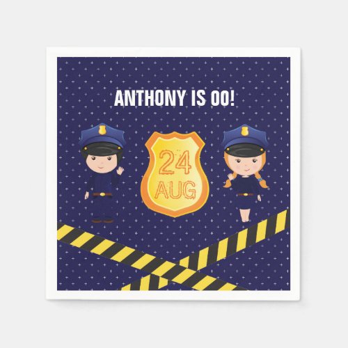 Police themed Birthday Party personalized Paper Napkins