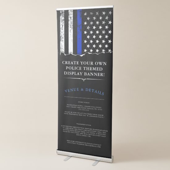 Police Themed Event | Torn Out Thin Blue Line Flag Retractable Banner