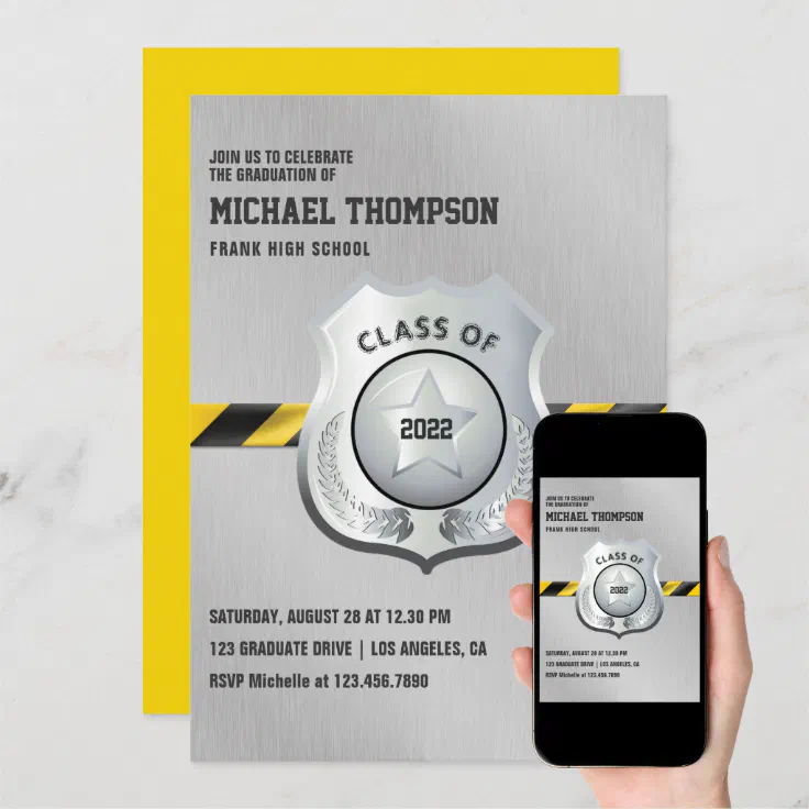 Police themed Graduation Party Invitation Zazzle