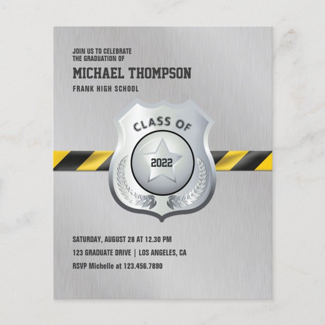 Police themed Graduation Party Photo Invitation Flyer (Front)