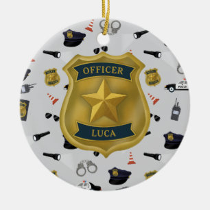 Police Themed Policeman Cop Officer Name Ceramic Ornament