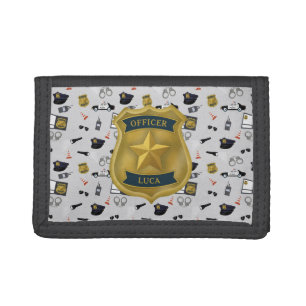 Police Themed Policeman Cop Officer Name Tri-fold Wallet