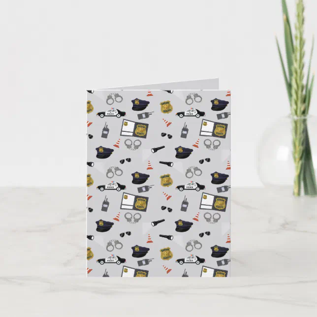 Police Themed Policeman Cop Pattern Card | Zazzle