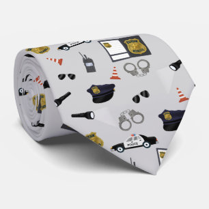 Police Themed Policeman Cop Pattern Neck Tie