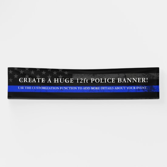 Police Themed USA Flag Extra Long Banner