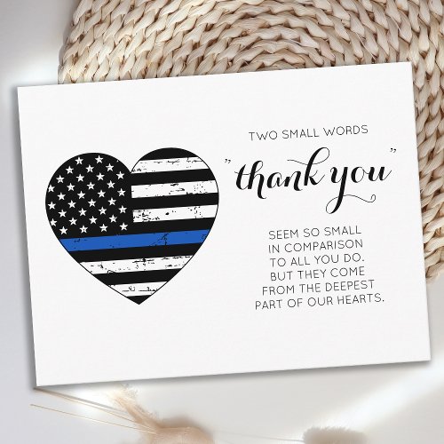 Police Thin Blue Line America Flag Heart Thank You Postcard