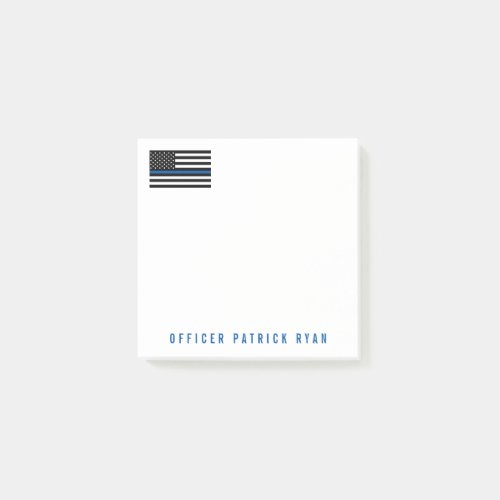 Police Thin Blue Line American Flag Add Name 3 x 3 Post_it Notes